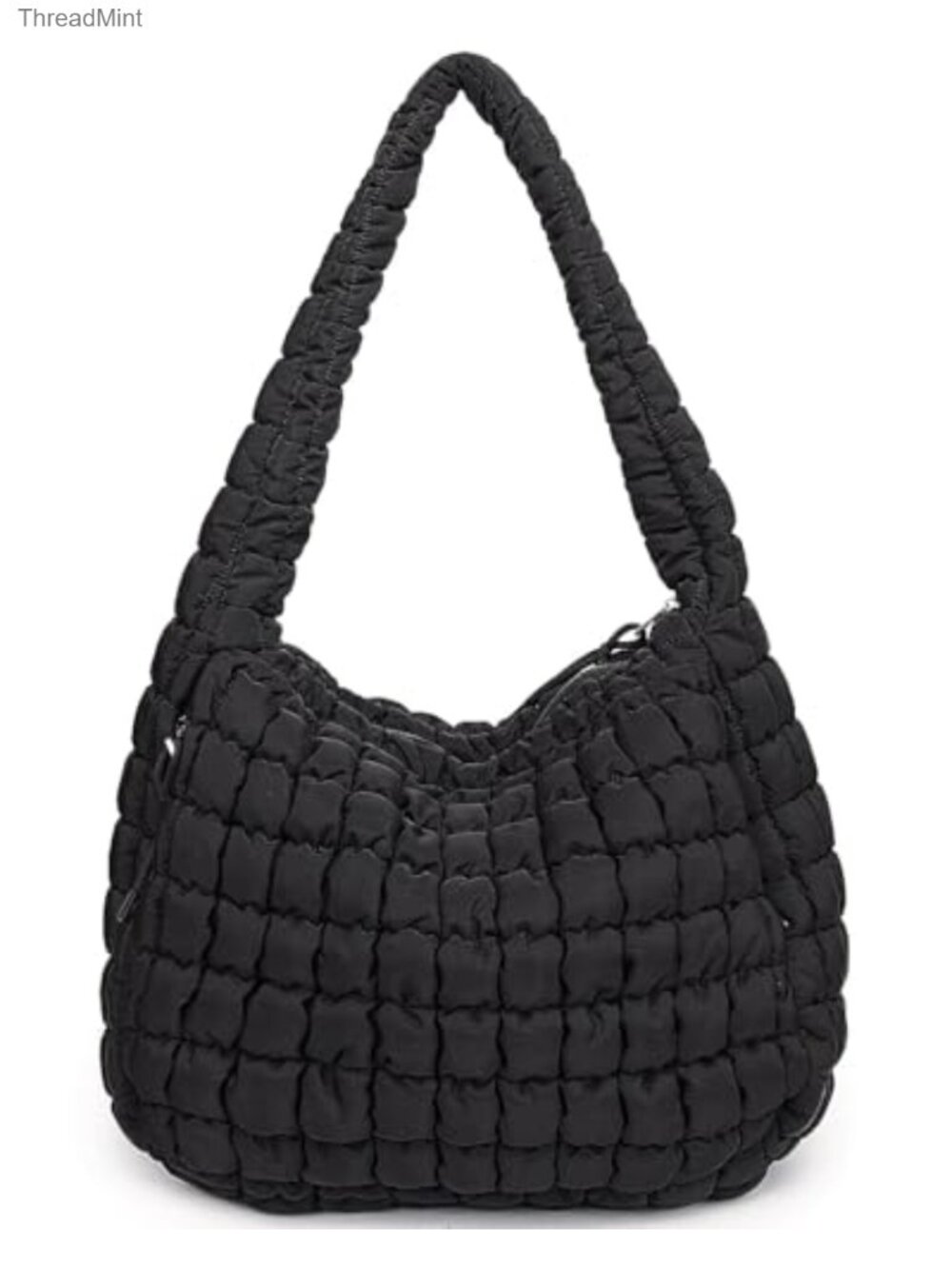 Quilted Puffer Tote Bag, Lightweight Nylon Hobo Shoulder Bag